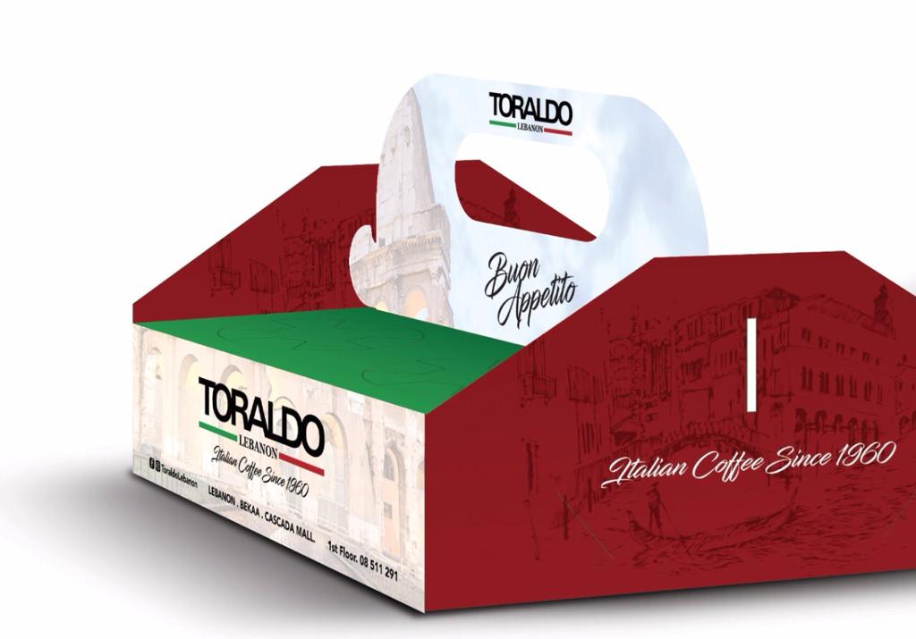 Toraldo coffee box packaging.